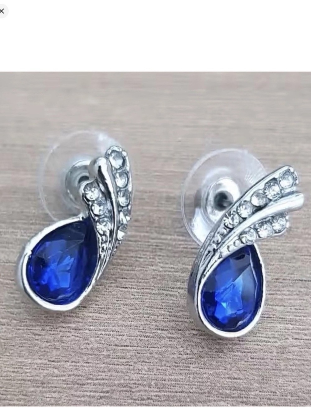 Fashion Jewelry Sapphire Blue Teardrop Crystal Stud Earrings - Women Jewelry